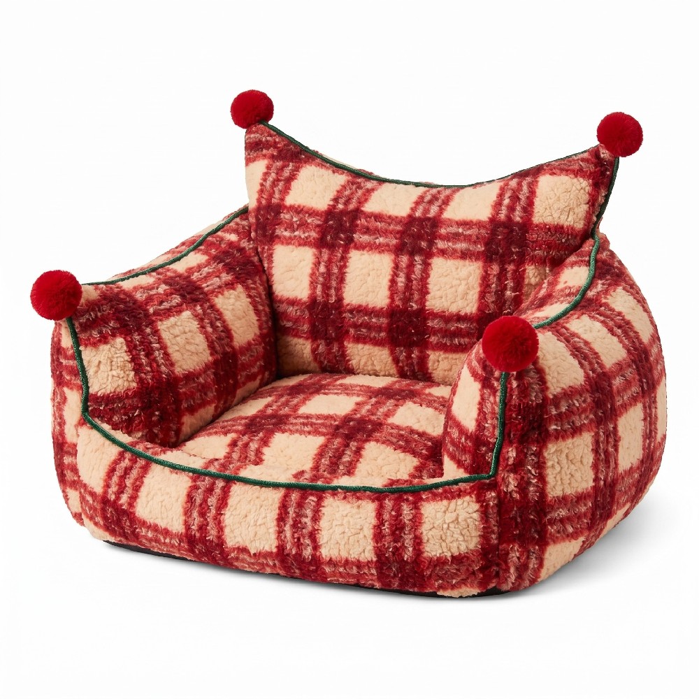 Plaid Christmas Bolster Pet Bed YTP-18-00006