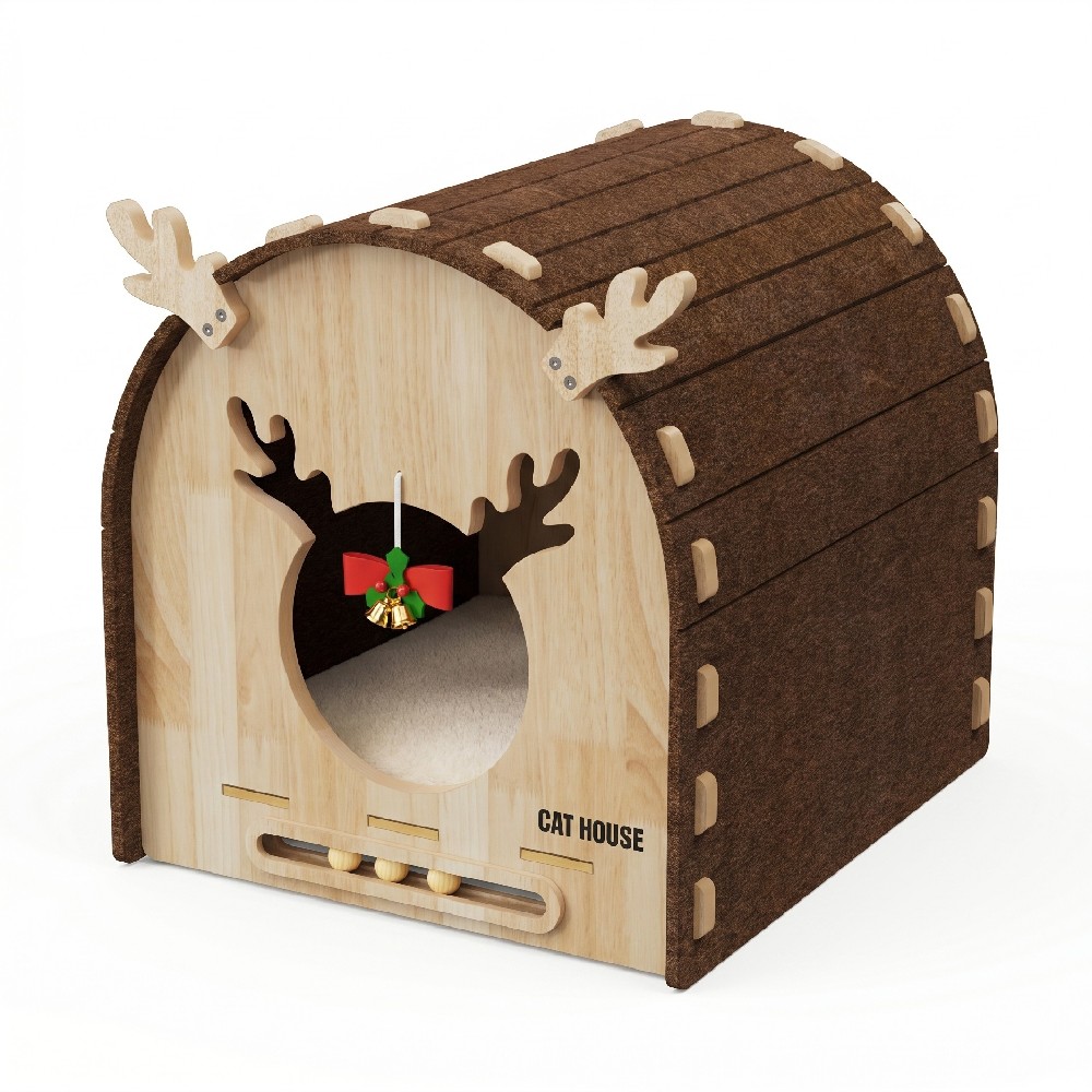 Wooden Reindeer Christmas Pet House YTP-18-00007