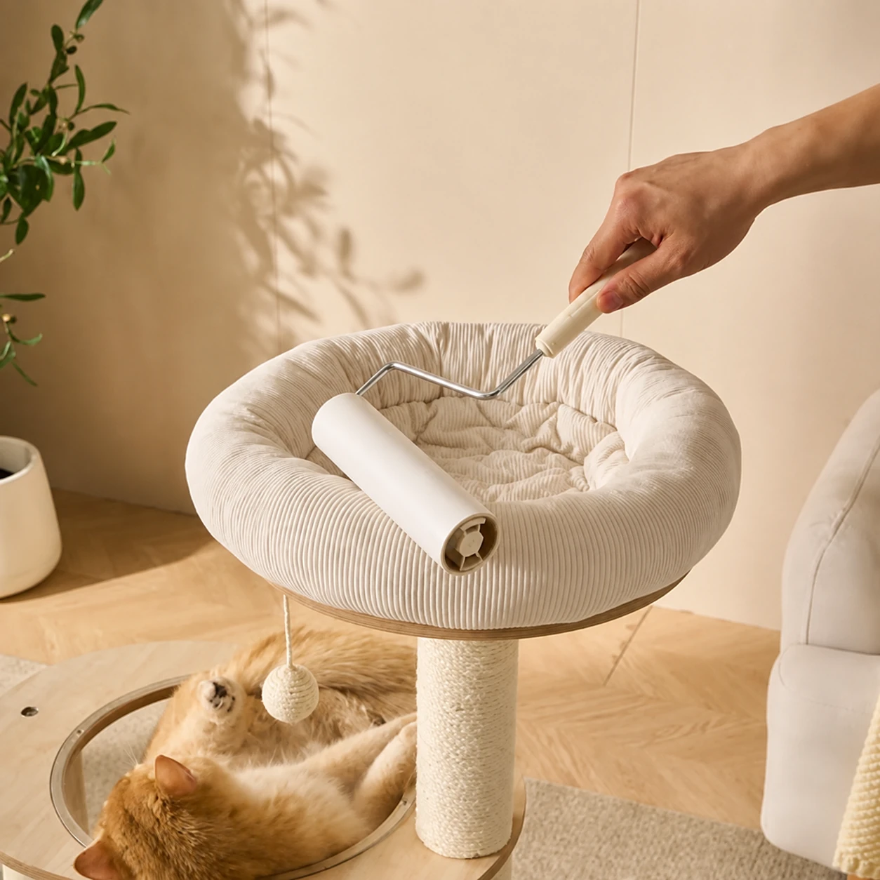 98 cm Felt and MDF Cat Tree YTP-2-00036