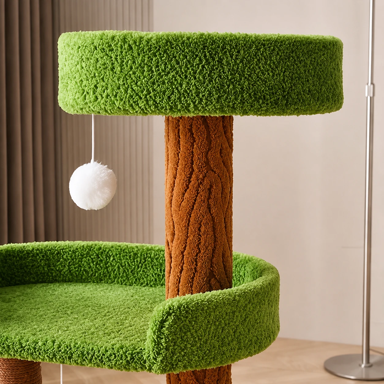 Compact Particleboard Cat Tree with Peach Fleece YTP-2-00041