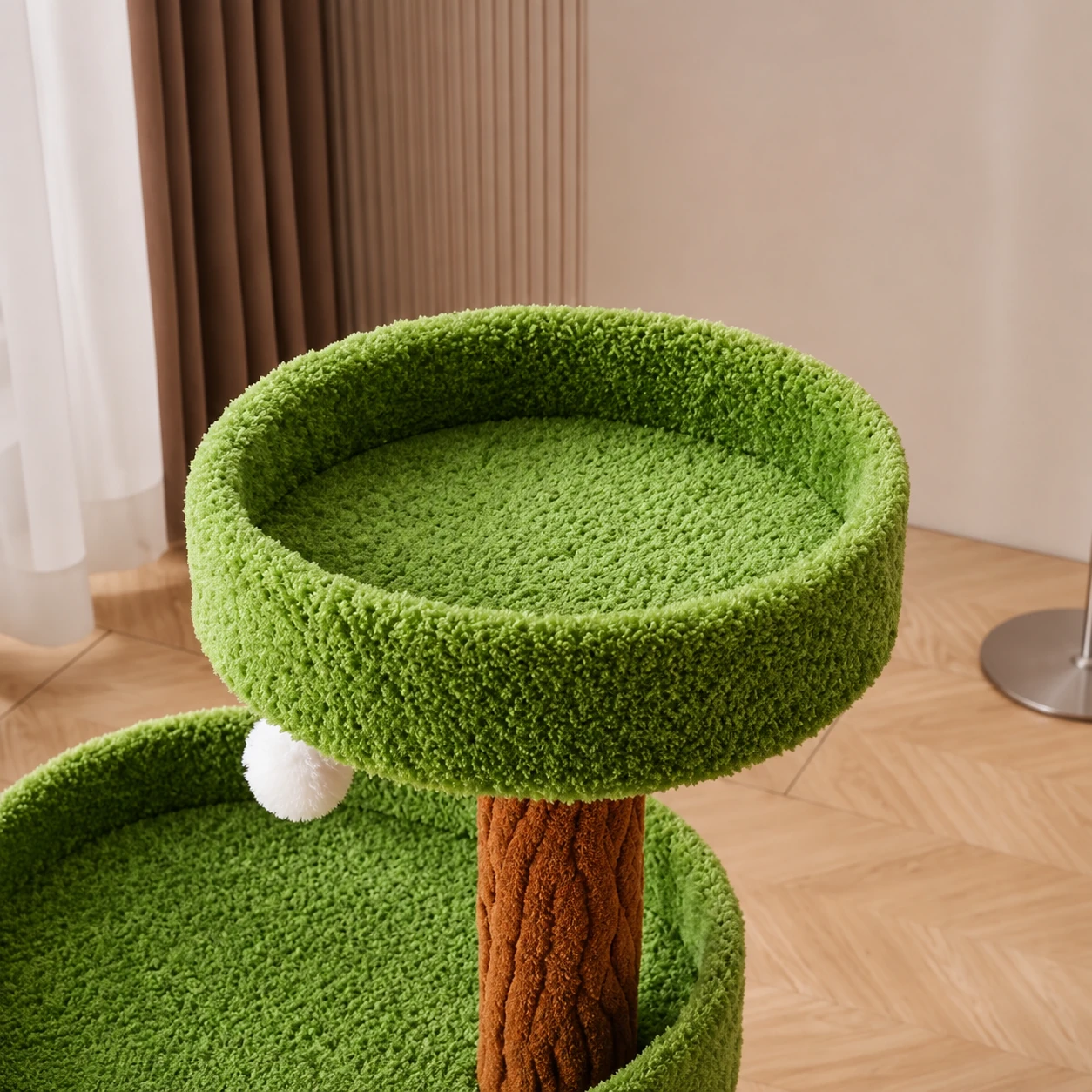 Compact Particleboard Cat Tree with Peach Fleece YTP-2-00041