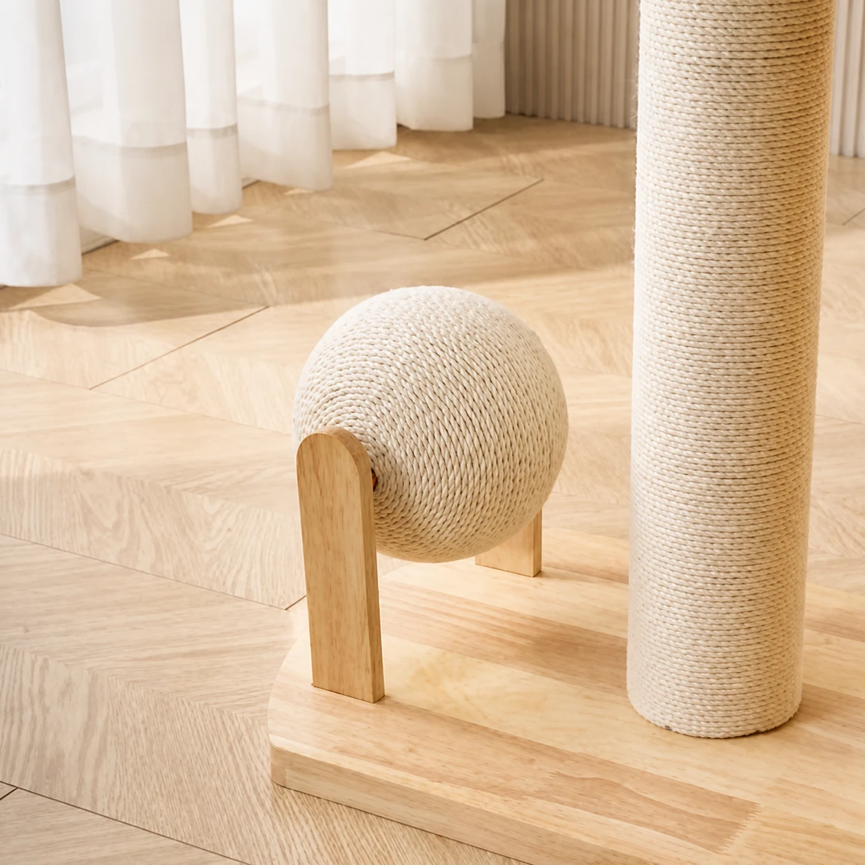 72 cm Rubberwood Cat Tree with Corduroy YTP-2-00042
