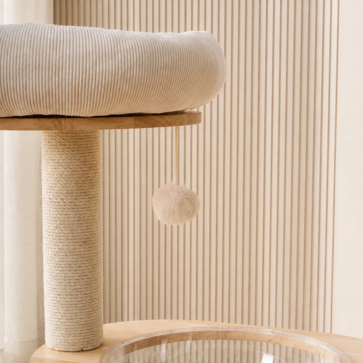 96 cm Rubberwood Cat Tree with Corduroy YTP-2-00043
