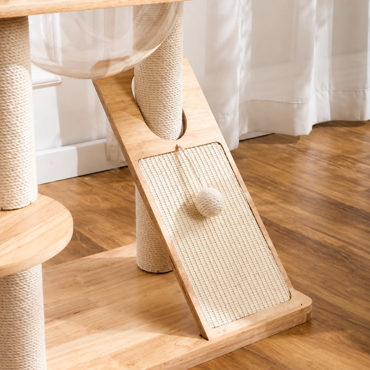 115 cm Rubberwood Cat Tree with Sisal and Jute YTP-2-00044