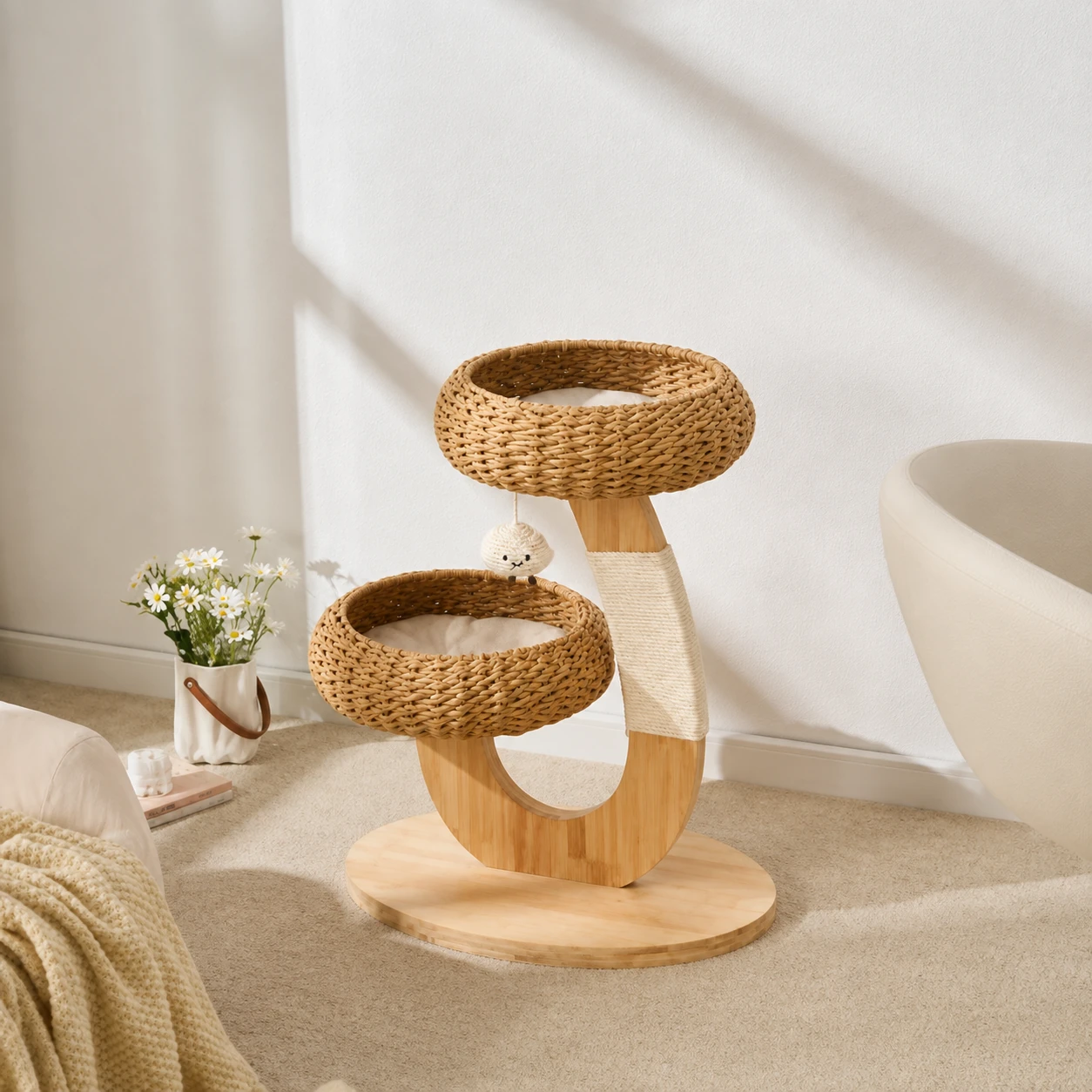 Woven-Style Cat Tree with Kraft Paper and Jute YTP-2-00049
