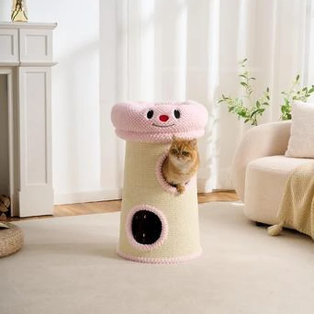 Sisal Barrel Series Three-Layer Smiling Cat Barrel YTP-2-00039