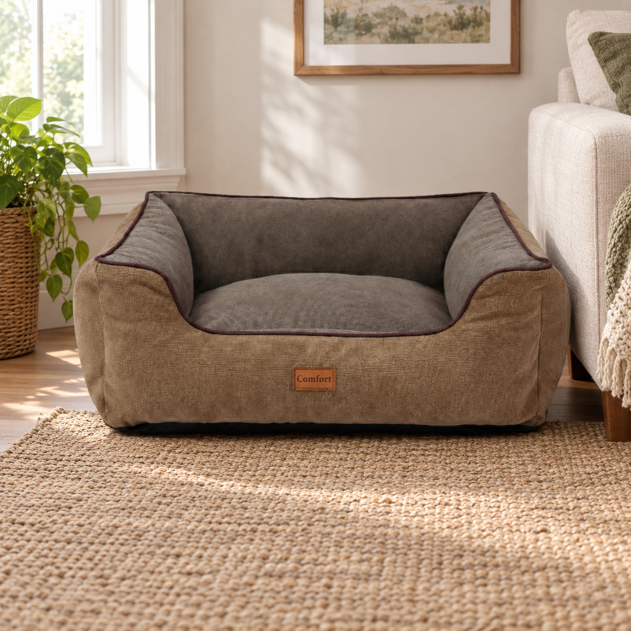 Washed Canvas Bolster Dog Bed YTP-1-00001
