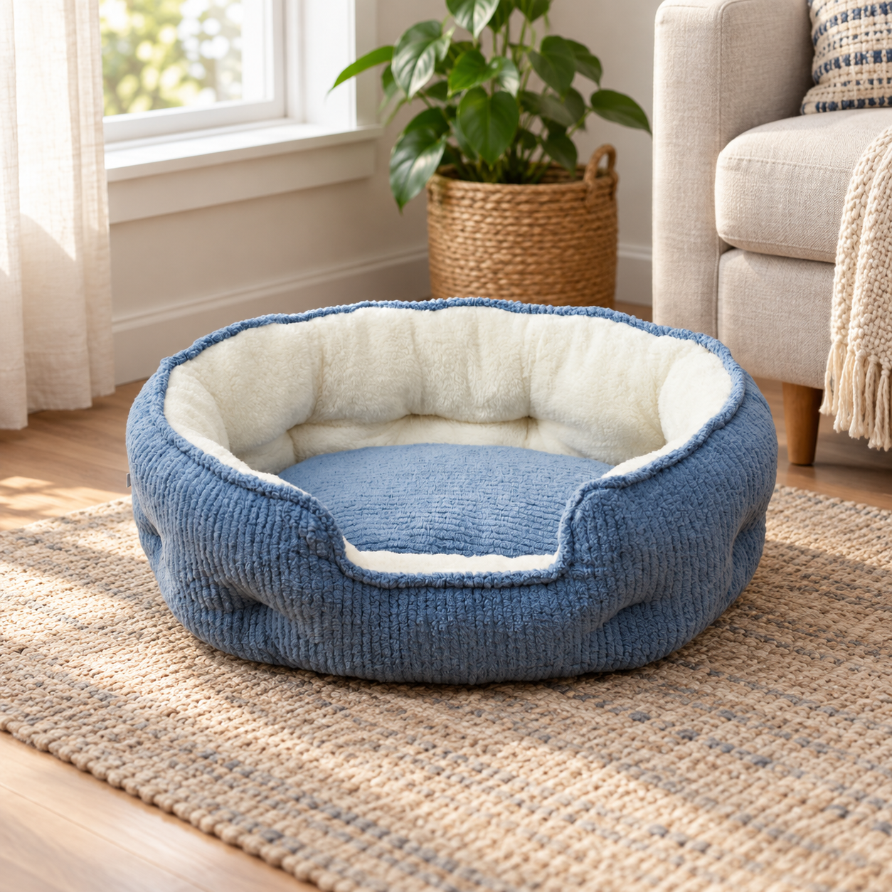 Oval Fleece Bolster Pet Bed YTP-1-00019