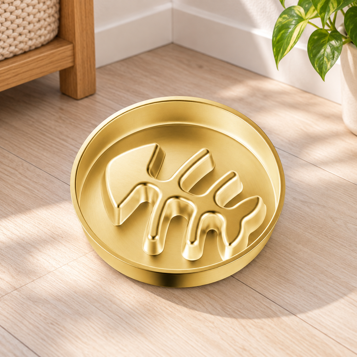 Fishbone-Pattern Stainless Steel Slow Feeder Bowl YTP-13-00001