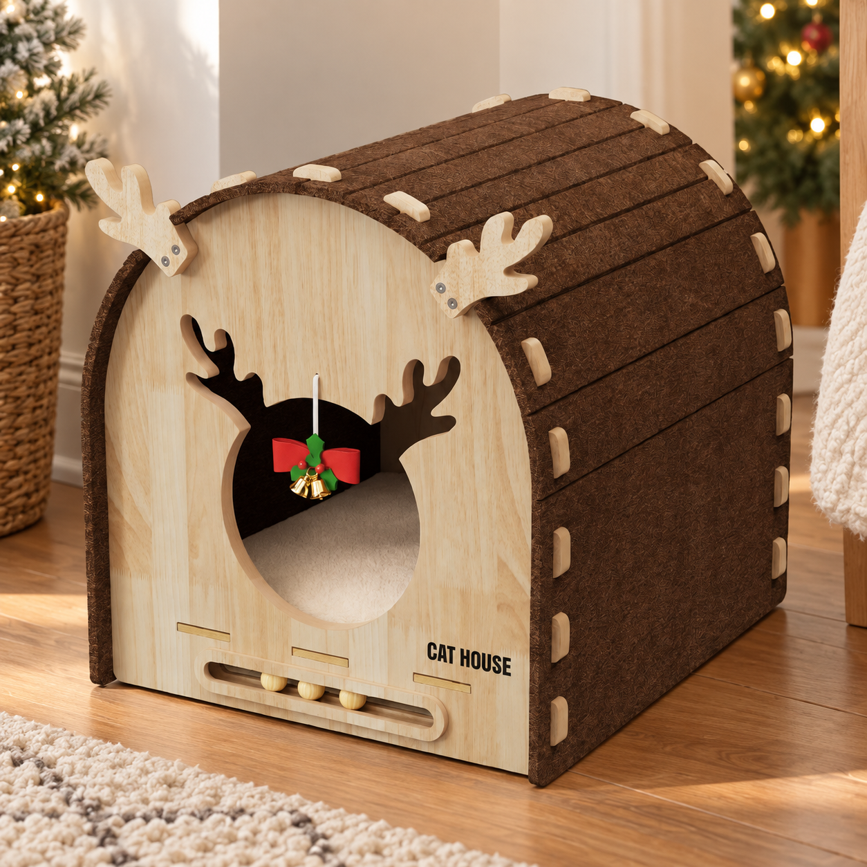 Reindeer Christmas Cat House YTP-18-00007