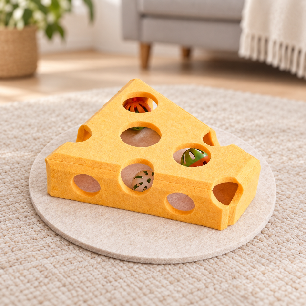Cheese-Shaped Interactive Cat Scratcher YTP-5-00004
