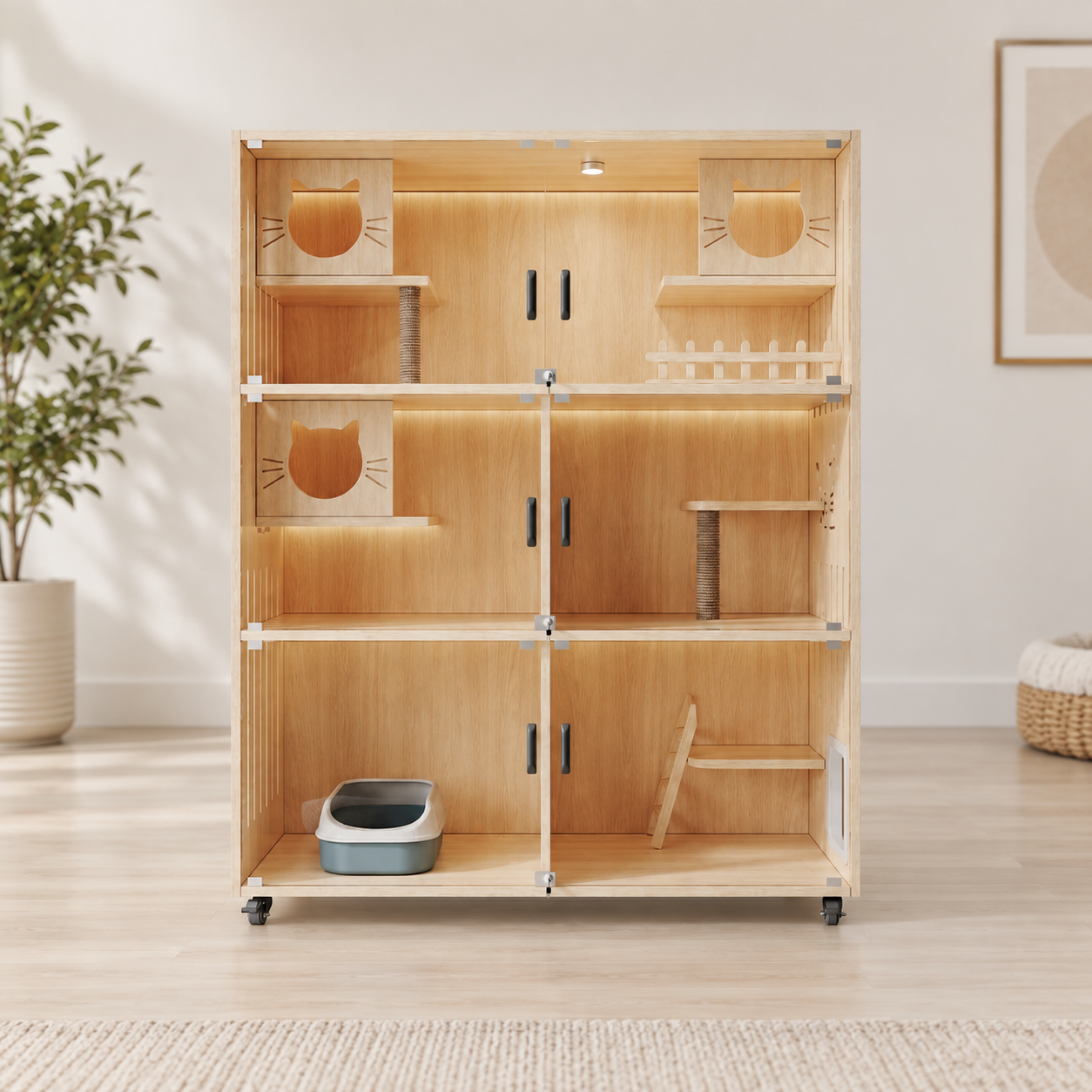 Large Wooden Indoor Cat Enclosure YTP-6-00002