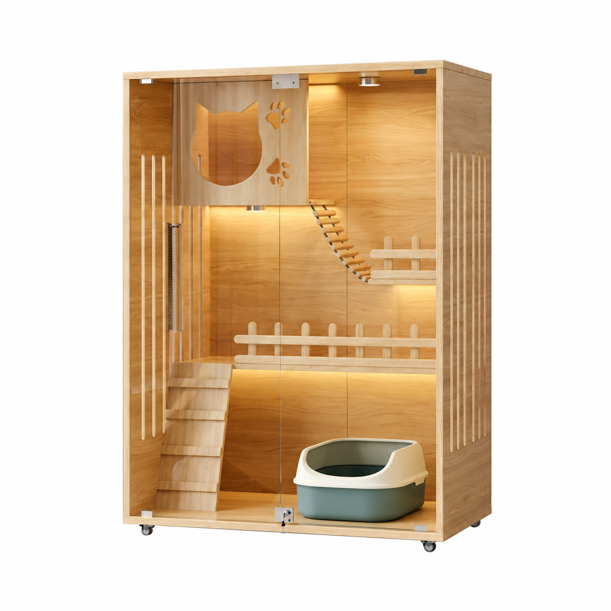 Compact Wooden Indoor Cat Enclosure YTP-6-00001