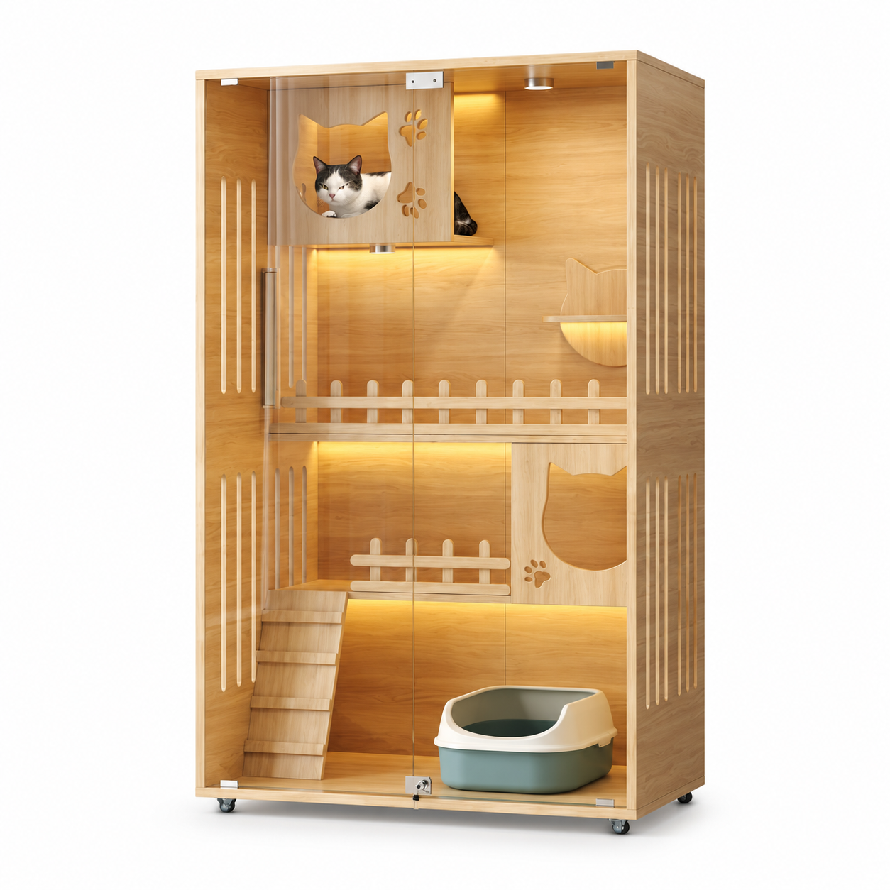 MDF and Glass Cat Condo YTP-6-00009