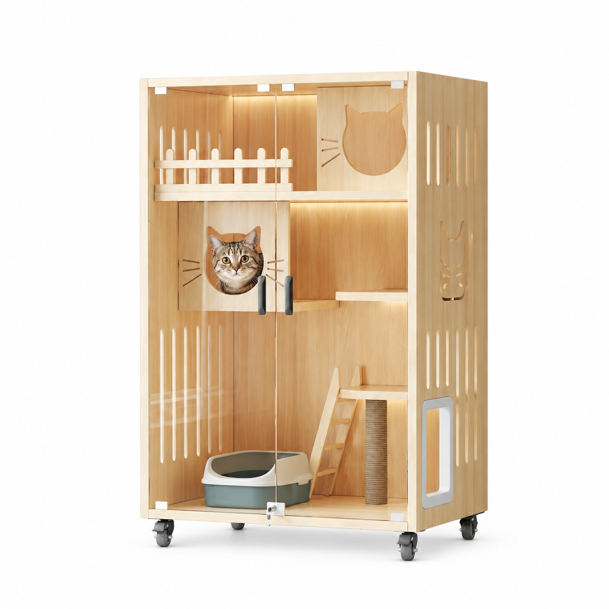 MDF and Glass Cat Condo YTP-6-00016