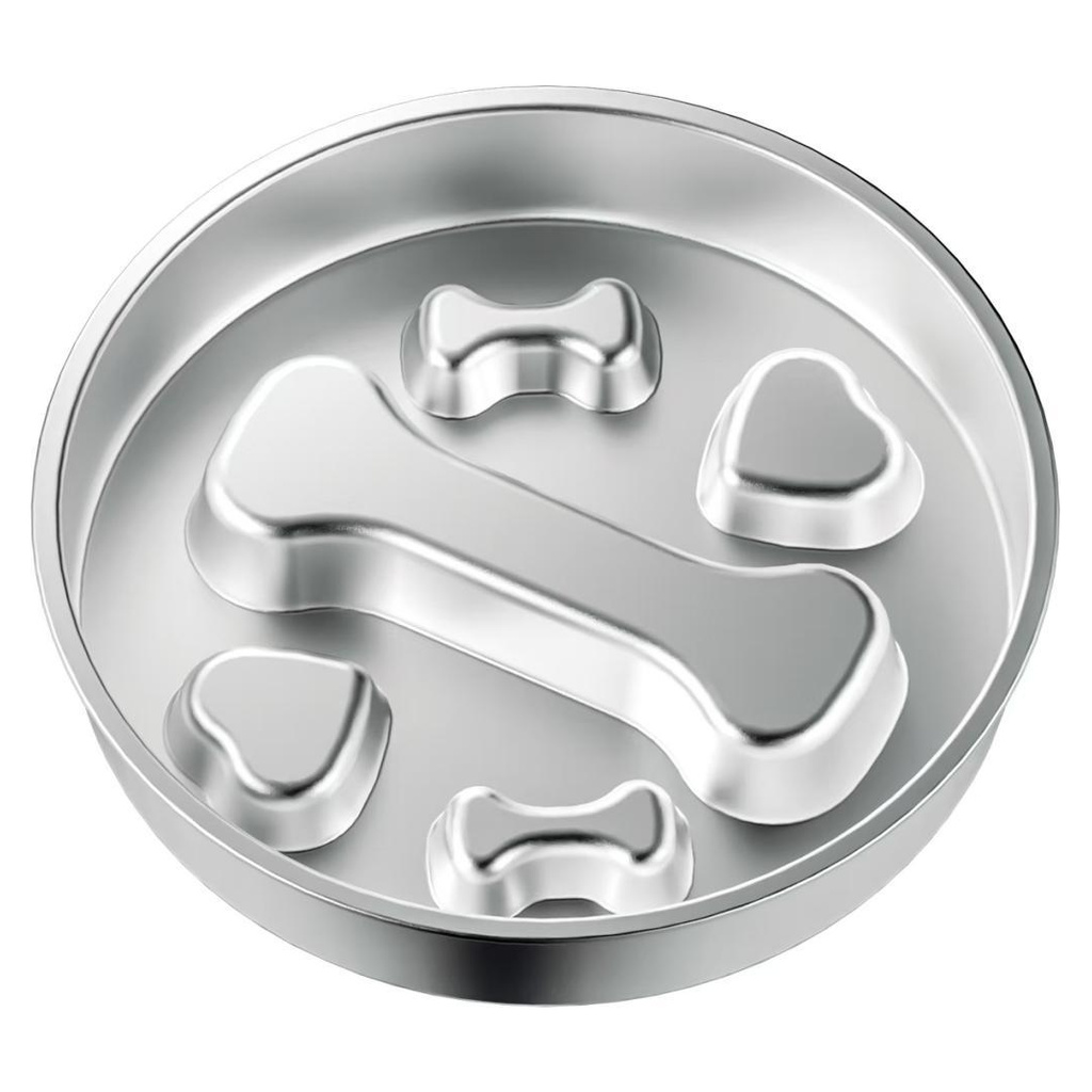 Bone-Pattern Stainless Steel Slow Feeder Bowl - Bagged YTP-13-00003