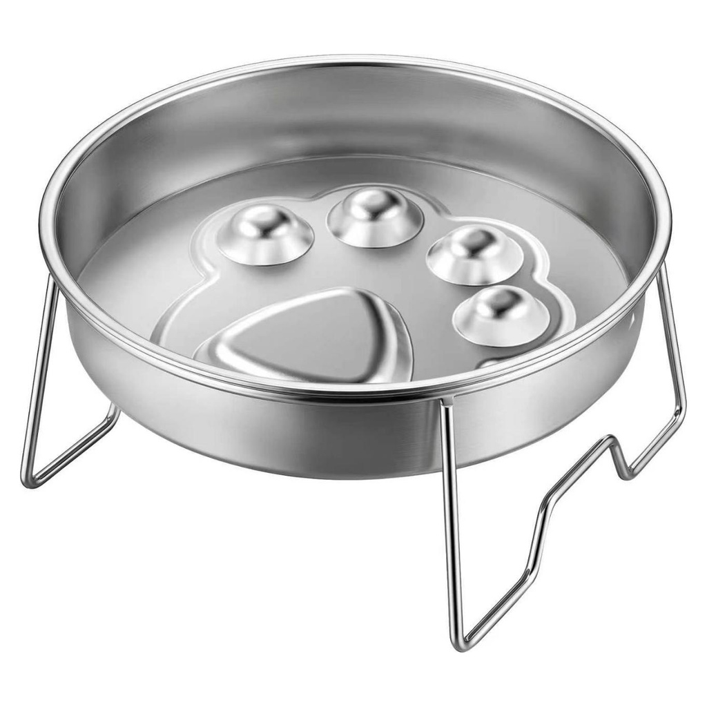 Paw-Pattern Slow Feeder Bowl with Stainless Steel Stand YTP-13-00020