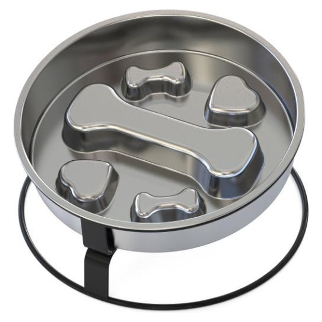 Bone-Pattern Slow Feeder Bowl with Folding Stand YTP-13-00025