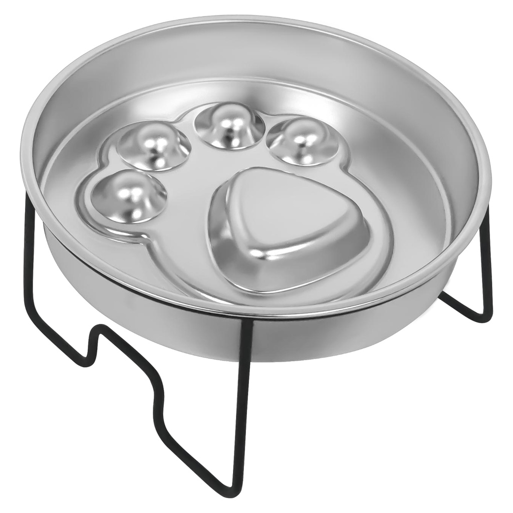 Paw-Pattern Slow Feeder Bowl with Iron Stand YTP-13-00033