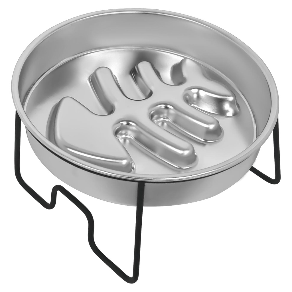 Fishbone-Pattern Slow Feeder Bowl with Iron Stand YTP-13-00035