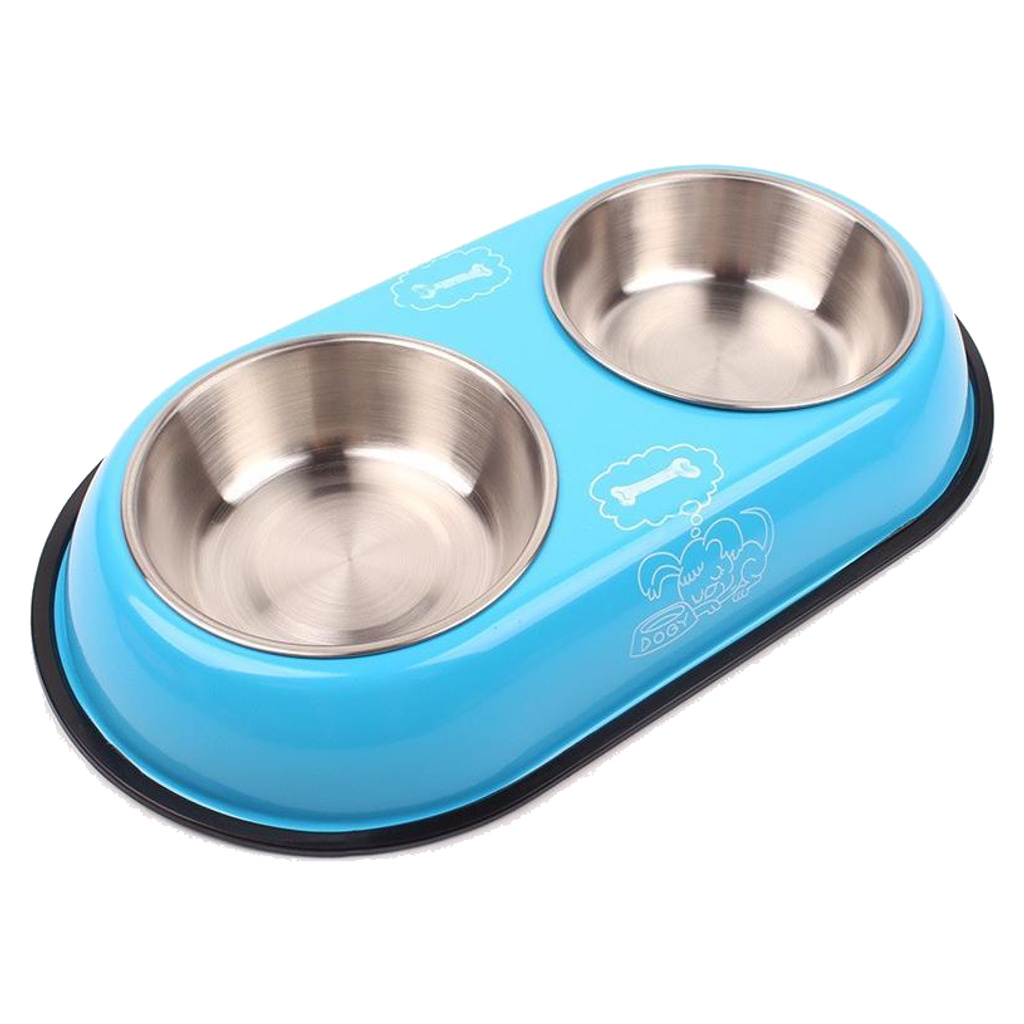 Double Pet Bowl Set with Painted Iron Base YTP-13-00042