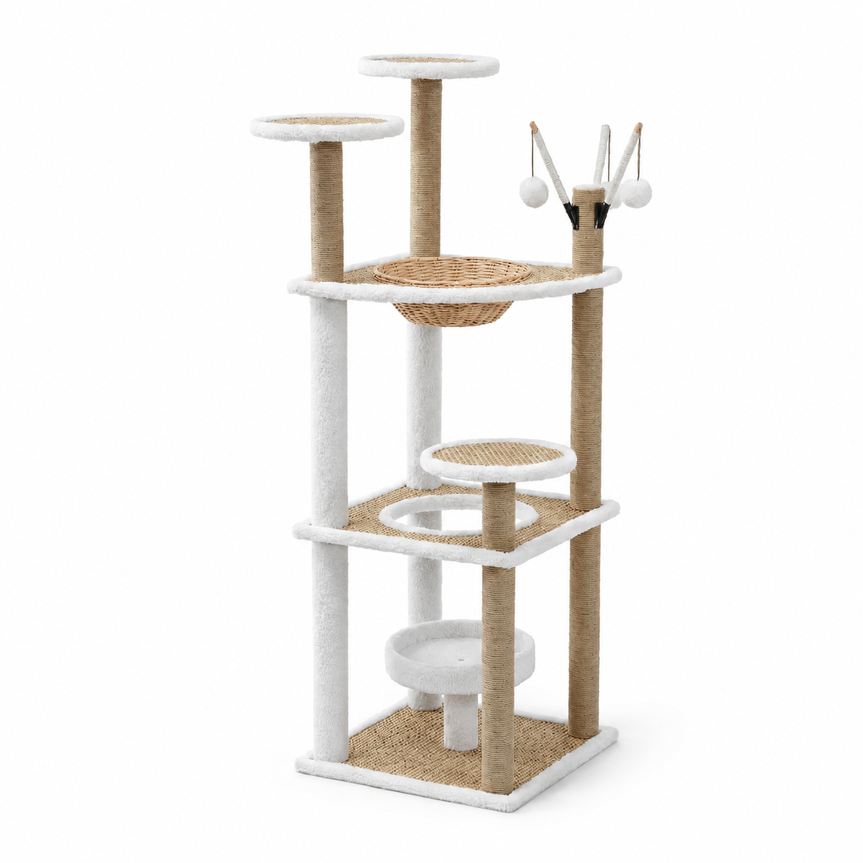 Compact Wooden Cat Tree with Hammock YTP-2-00002