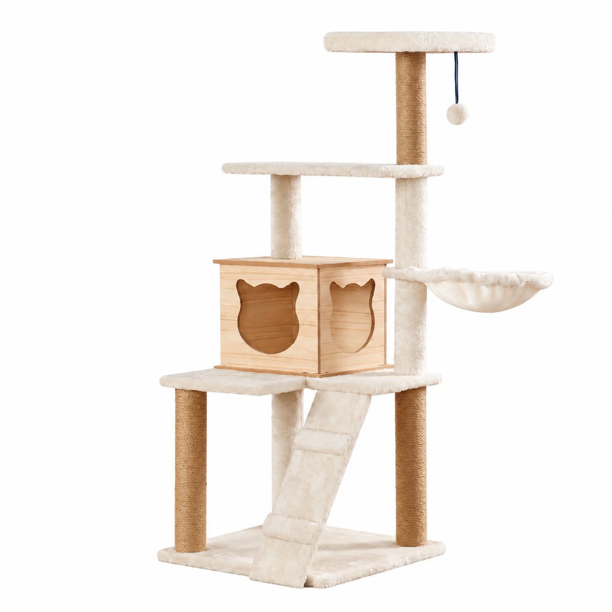 Wooden Cat Tree with Condo and Hammock YTP-2-00018