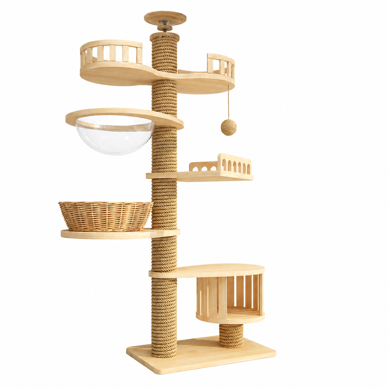 Tall Cat Tree with Basket and Clear Bowl YTP-2-00019