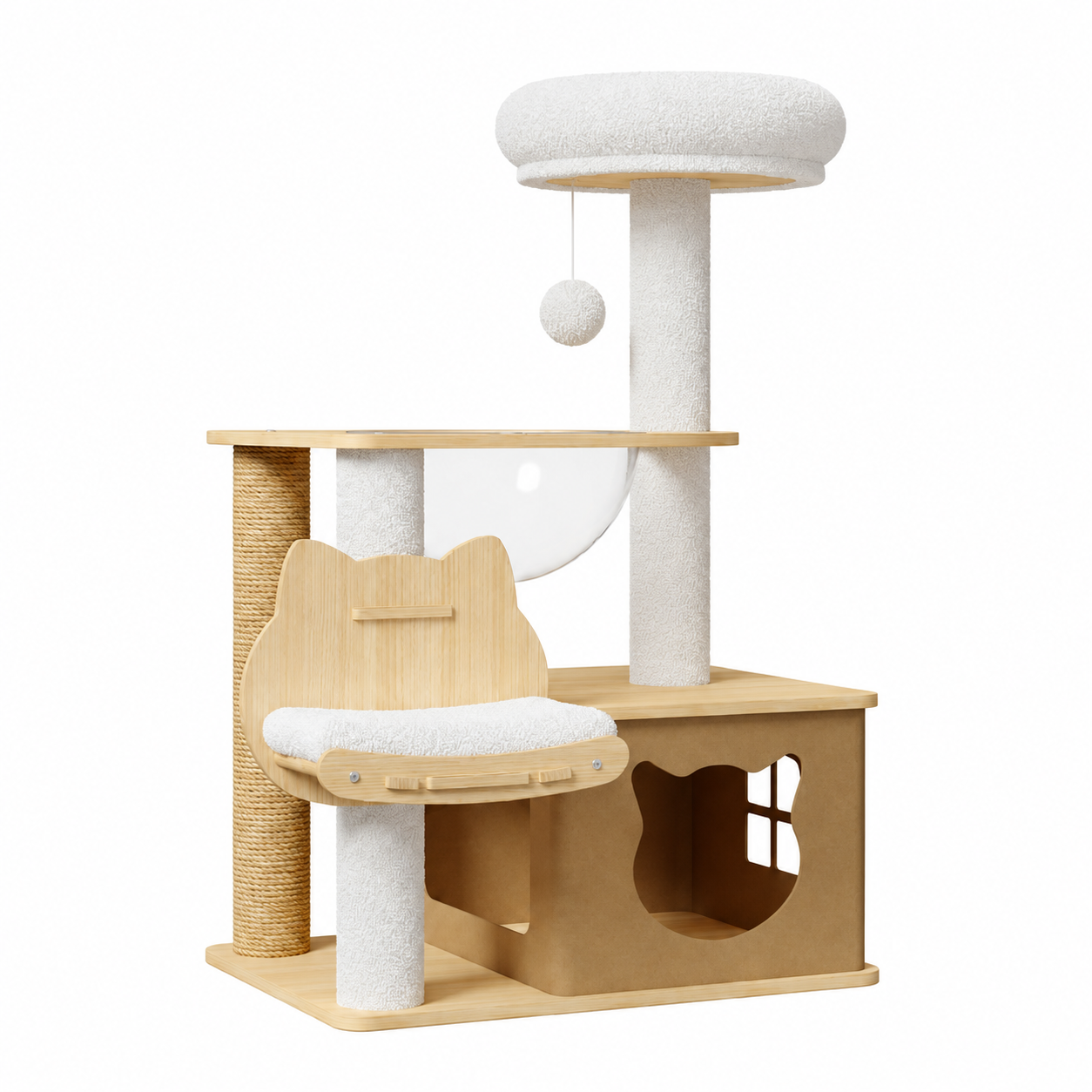 Compact Wooden Cat Tree with Lounge Platform YTP-2-00027