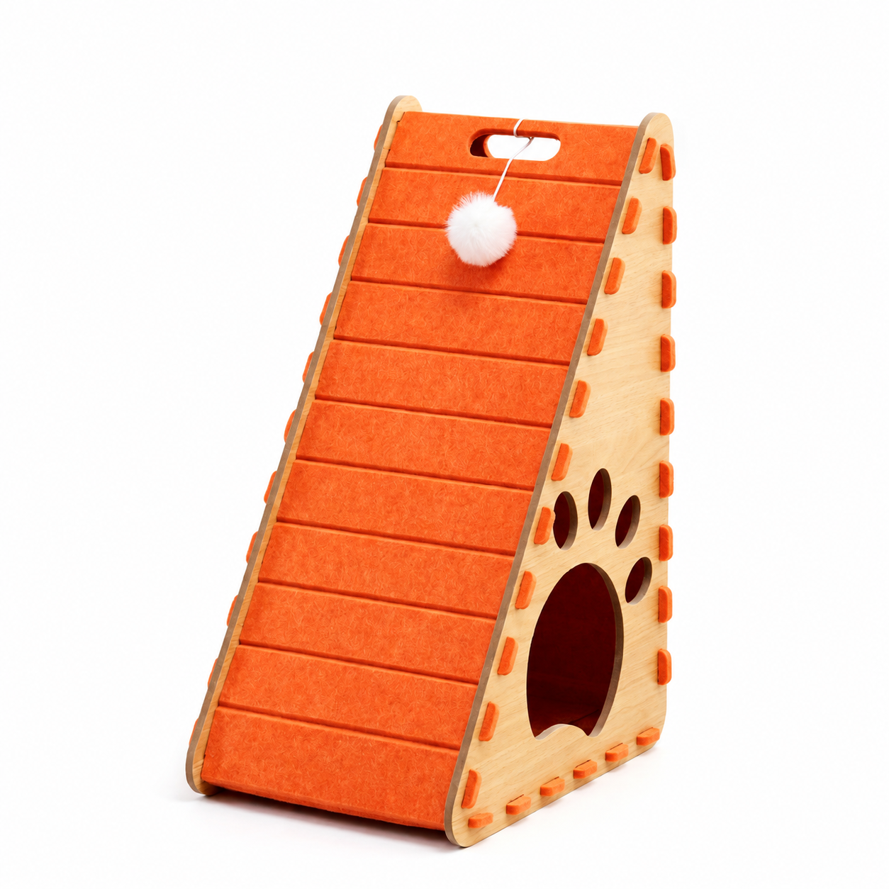 Triangular Cat Scratcher House with Toy YTP-5-00011