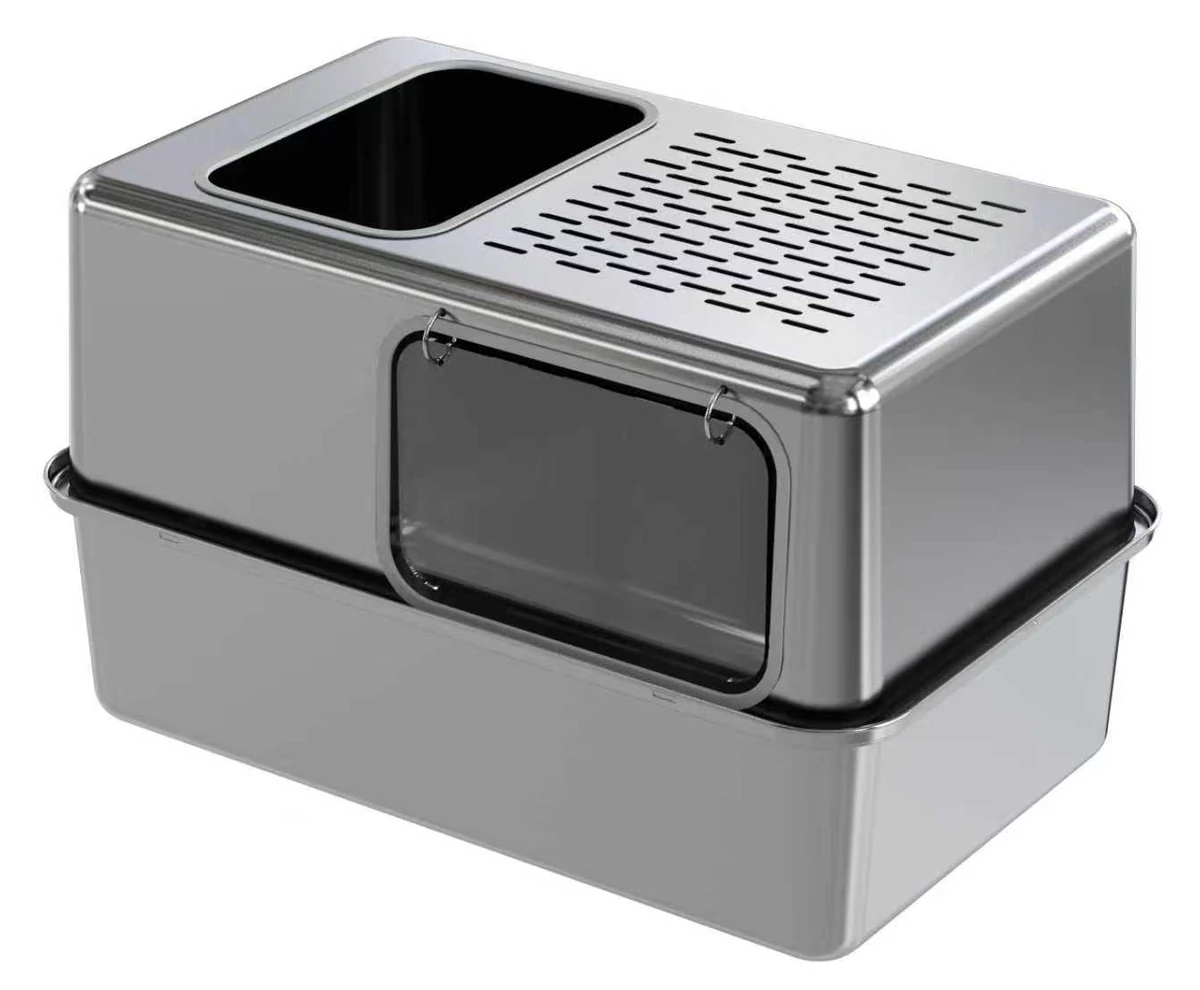 Enclosed Stainless Steel Litter Box with Door YTP-7-00044
