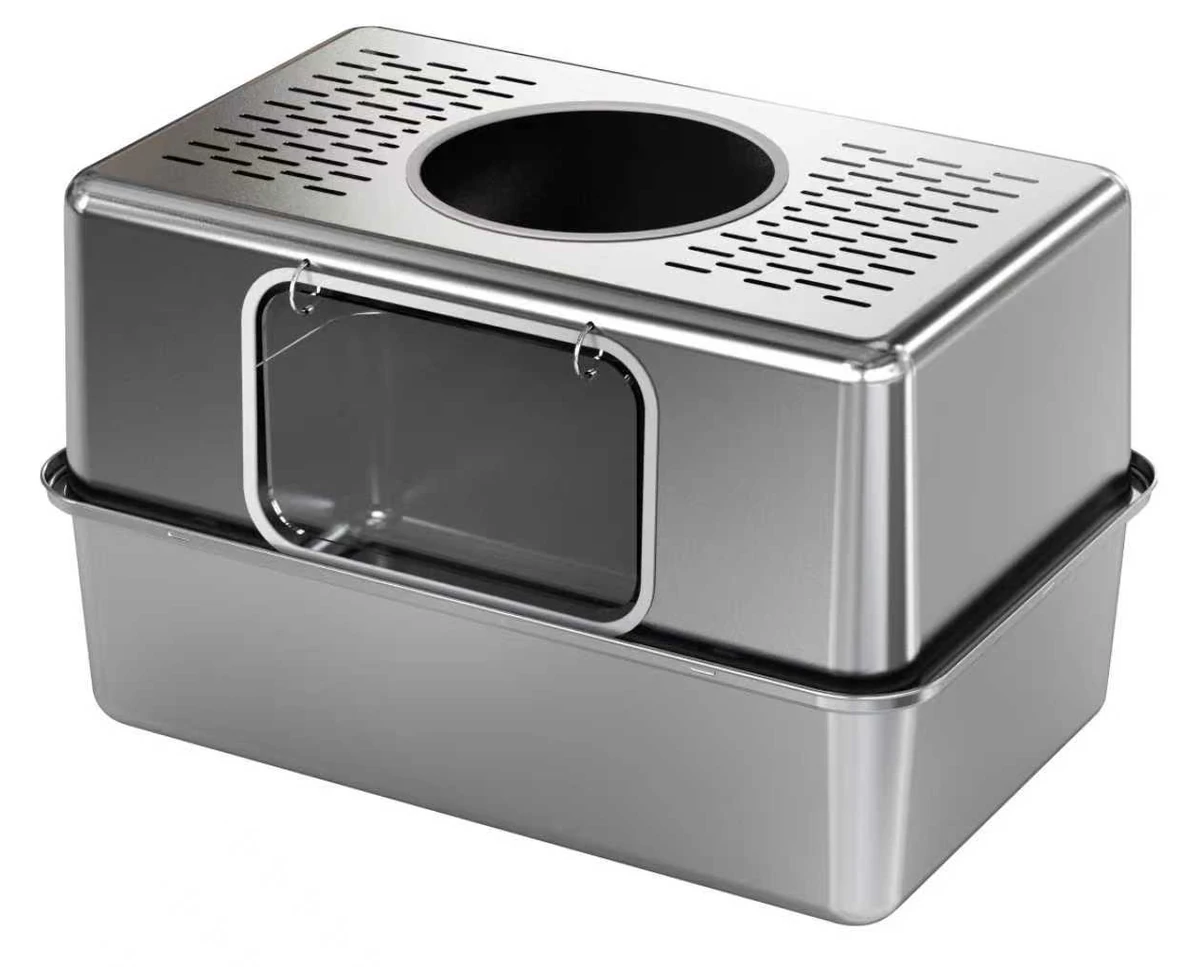 Enclosed Stainless Steel Litter Box with Door YTP-7-00047