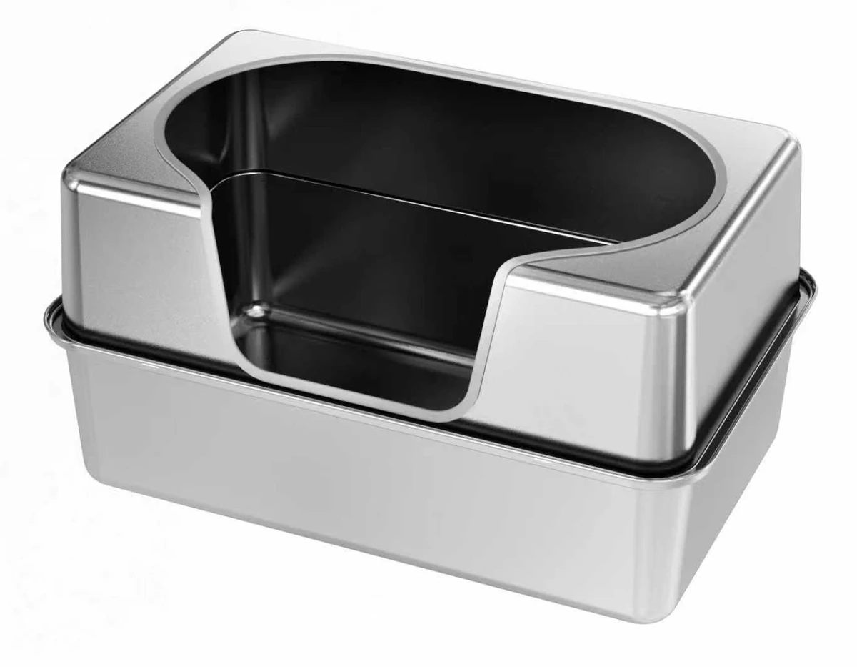 Open-Top Stainless Steel Litter Box with Splash Guard YTP-7-00048