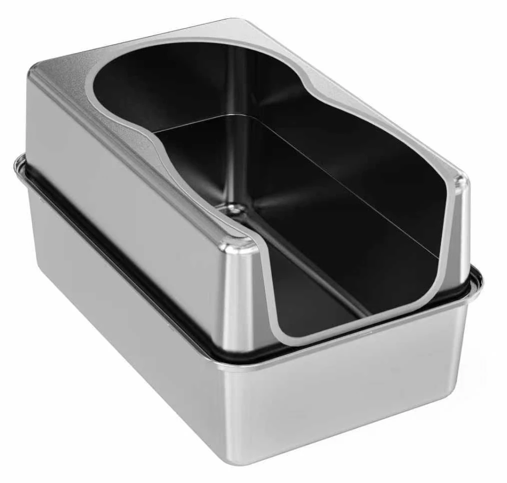 Open-Top Stainless Steel Litter Box with Splash Guard YTP-7-00052