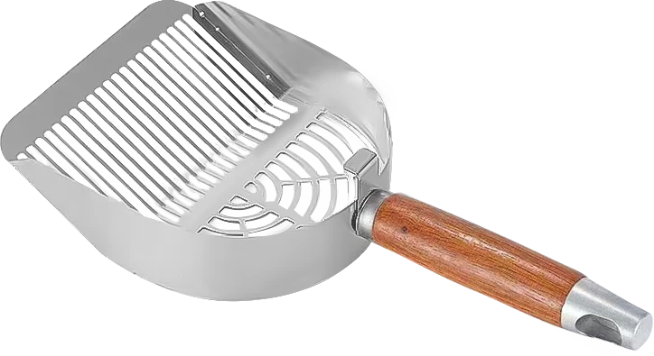 Polished Steel Litter Scoop with Wood and Steel Handle YTP-7-00020