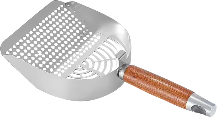 Polished Steel Litter Scoop with Wood and Steel Handle YTP-7-00020