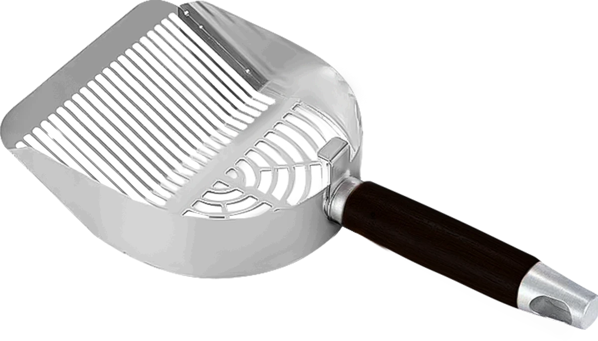 Polished Steel Litter Scoop with Wood and Steel Handle YTP-7-00023