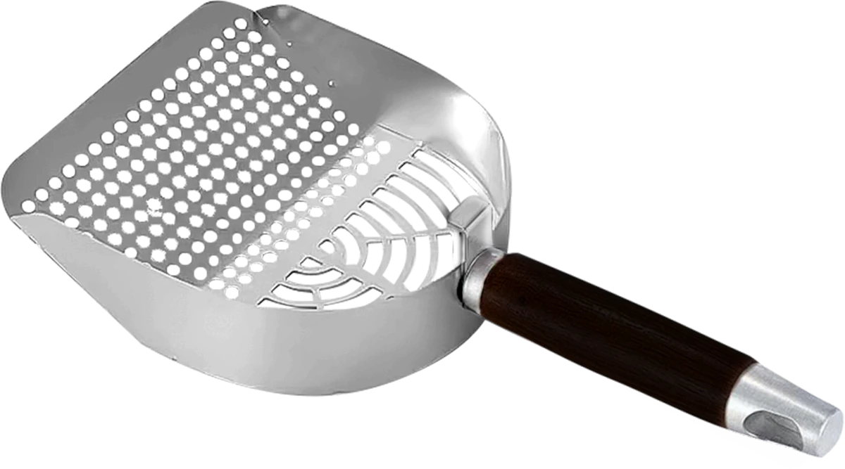 Polished Steel Litter Scoop with Wood and Steel Handle YTP-7-00023