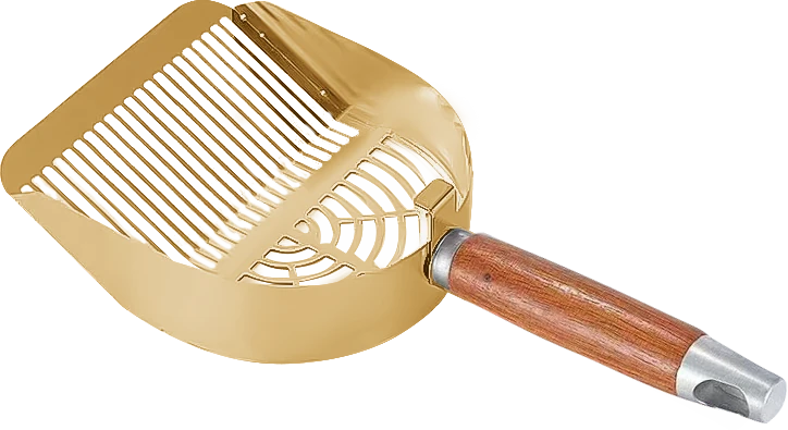 Gold-Plated Steel Litter Scoop with Wood and Steel Handle YTP-7-00026