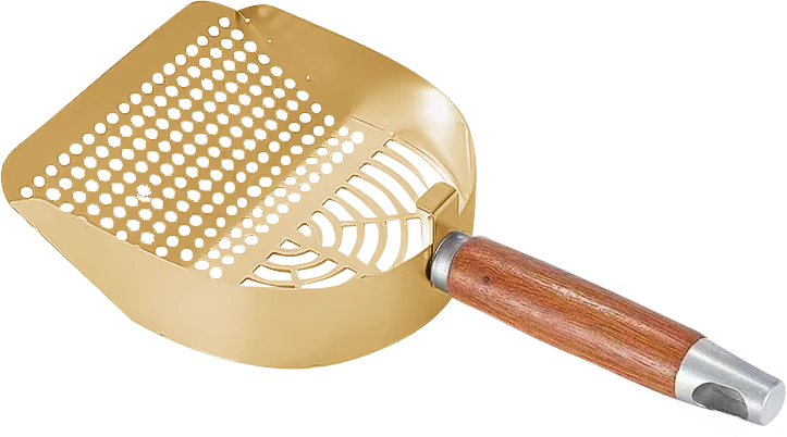 Gold-Plated Steel Litter Scoop with Wood and Steel Handle YTP-7-00026
